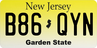 NJ license plate B86QYN