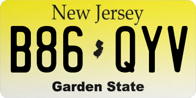 NJ license plate B86QYV