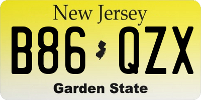 NJ license plate B86QZX