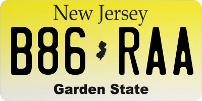 NJ license plate B86RAA