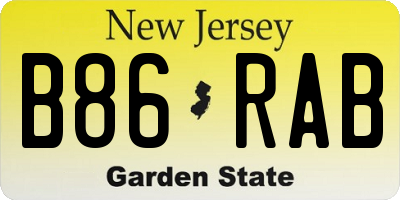 NJ license plate B86RAB