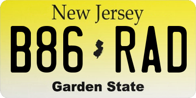 NJ license plate B86RAD