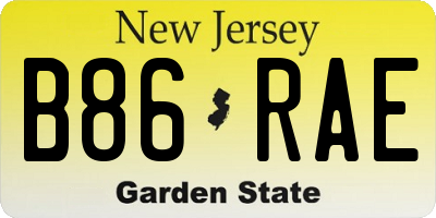 NJ license plate B86RAE