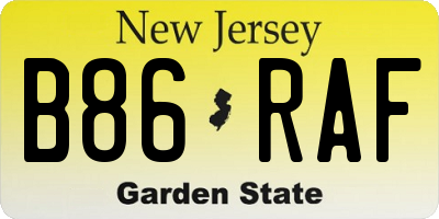 NJ license plate B86RAF
