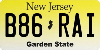 NJ license plate B86RAI
