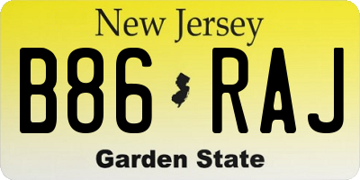NJ license plate B86RAJ