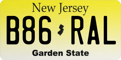 NJ license plate B86RAL