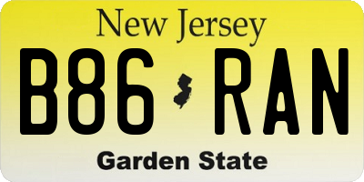 NJ license plate B86RAN