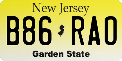 NJ license plate B86RAO