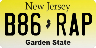 NJ license plate B86RAP
