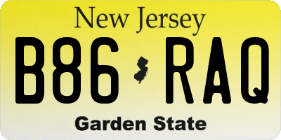 NJ license plate B86RAQ