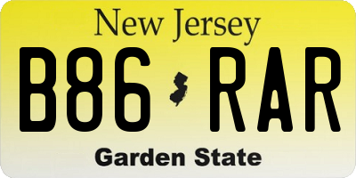 NJ license plate B86RAR
