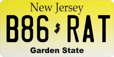 NJ license plate B86RAT