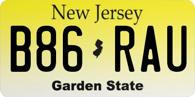 NJ license plate B86RAU
