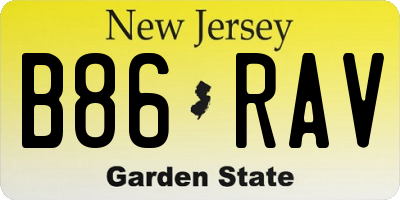 NJ license plate B86RAV