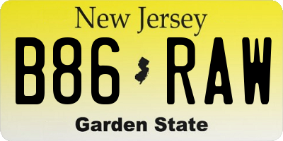 NJ license plate B86RAW