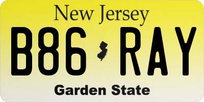 NJ license plate B86RAY