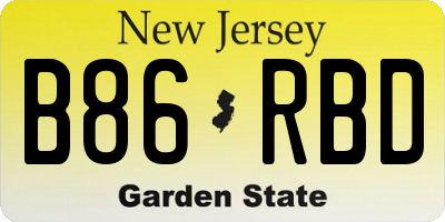 NJ license plate B86RBD