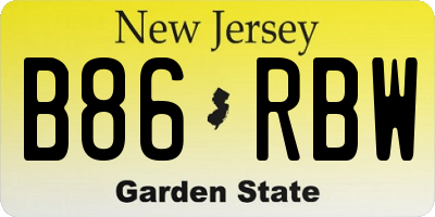 NJ license plate B86RBW