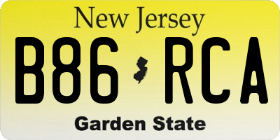 NJ license plate B86RCA