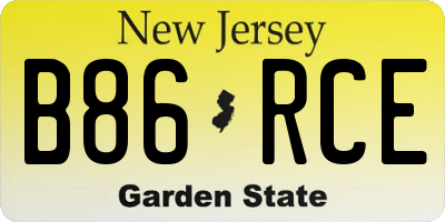 NJ license plate B86RCE