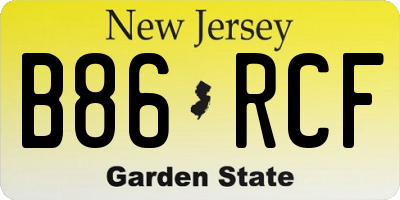 NJ license plate B86RCF