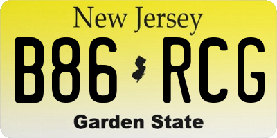 NJ license plate B86RCG