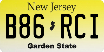 NJ license plate B86RCI