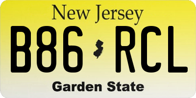 NJ license plate B86RCL