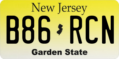 NJ license plate B86RCN