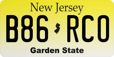 NJ license plate B86RCO