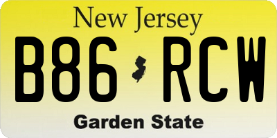 NJ license plate B86RCW