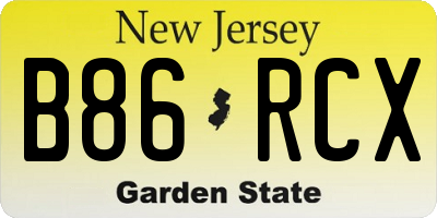 NJ license plate B86RCX