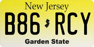NJ license plate B86RCY