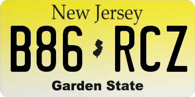NJ license plate B86RCZ