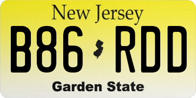 NJ license plate B86RDD