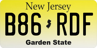 NJ license plate B86RDF