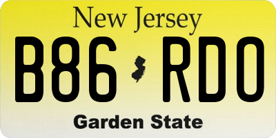 NJ license plate B86RDO