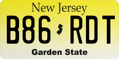 NJ license plate B86RDT