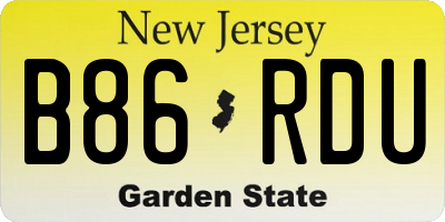 NJ license plate B86RDU