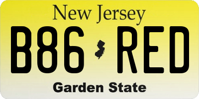 NJ license plate B86RED