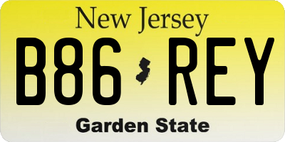 NJ license plate B86REY