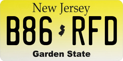 NJ license plate B86RFD