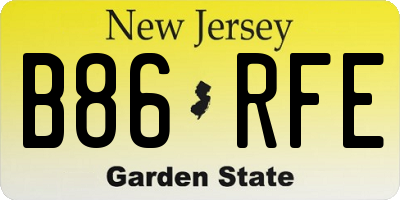 NJ license plate B86RFE