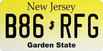 NJ license plate B86RFG