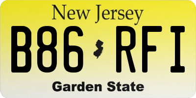 NJ license plate B86RFI