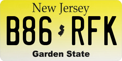 NJ license plate B86RFK