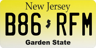 NJ license plate B86RFM