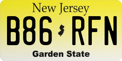 NJ license plate B86RFN