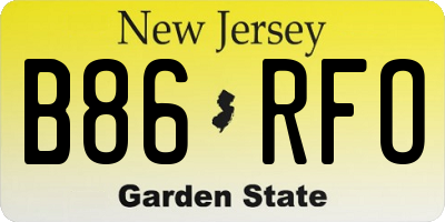 NJ license plate B86RFO